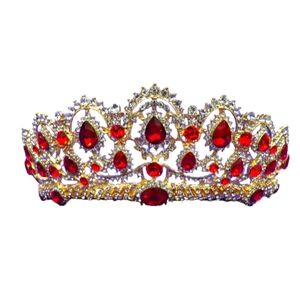 Tiara bridal teardrop ruby crystal gems and attached combs